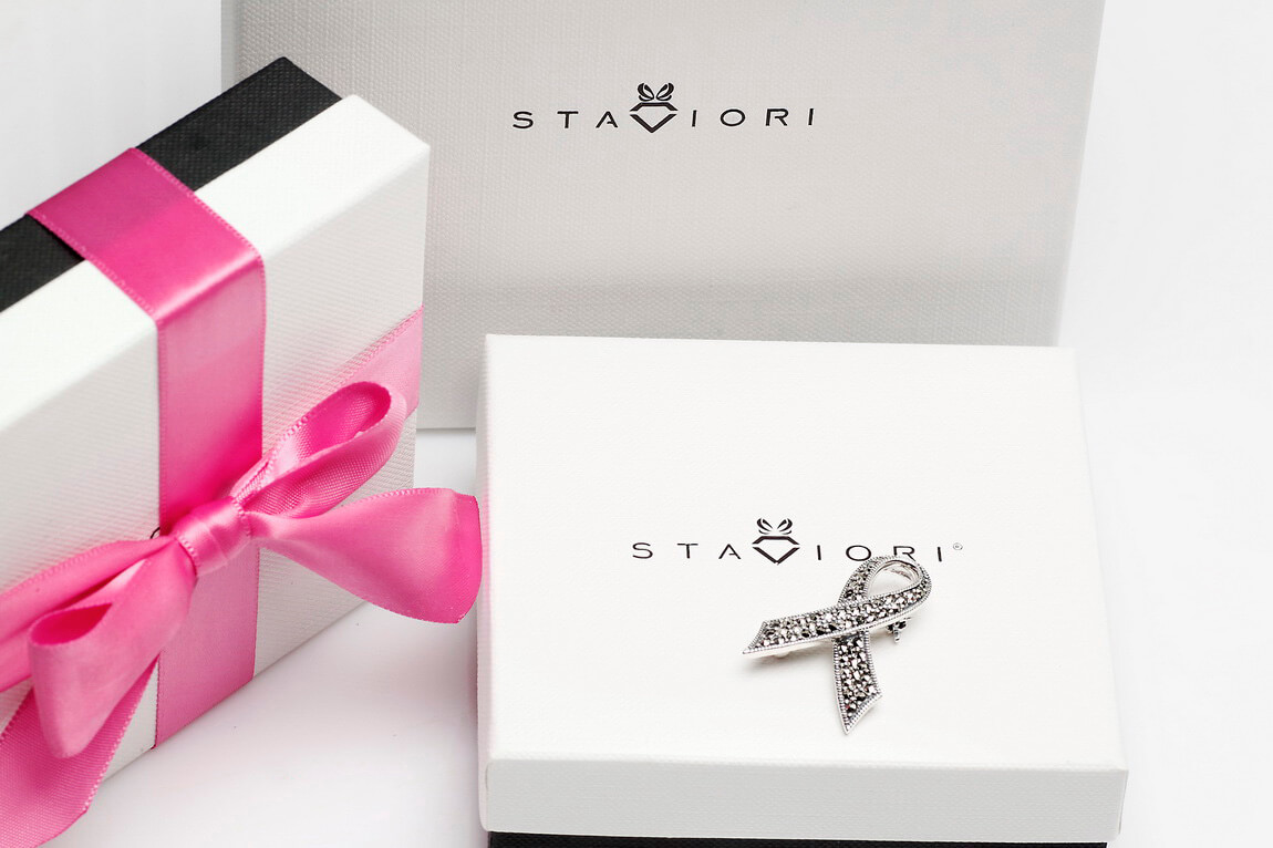 Broszka srebrna wstążka z markazytami – symbol solidarności z kobietami – Bild 3