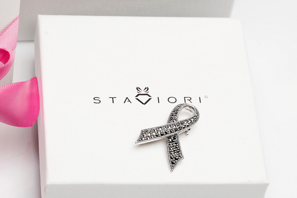 Broszka srebrna wstążka z markazytami – symbol solidarności z kobietami – Bild 4