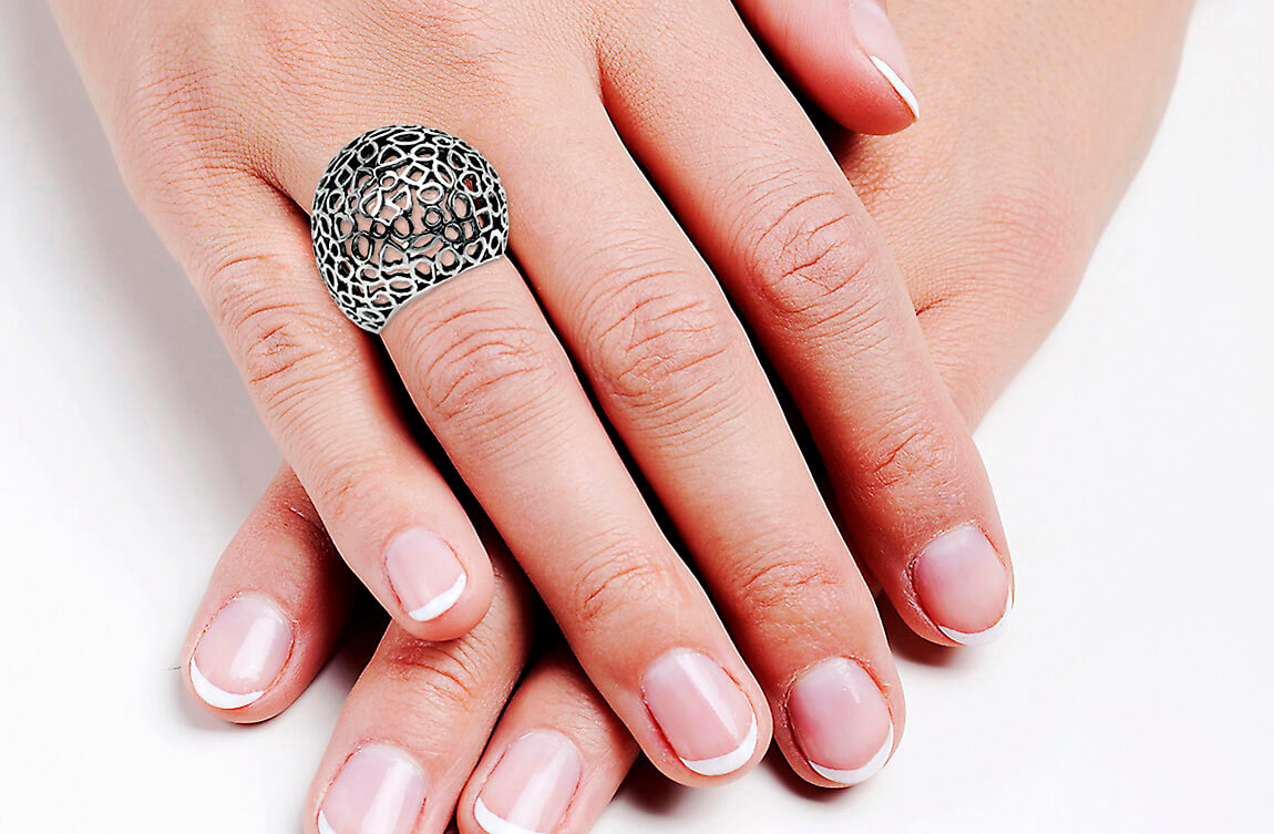 srebrny dostojny ażurowy pierścionek - Obrázek 6