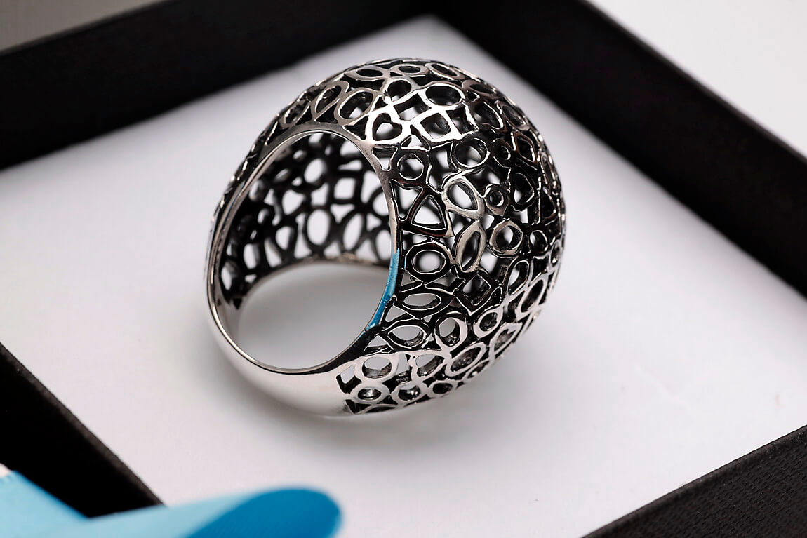 srebrny dostojny ażurowy pierścionek - Obrázek 5