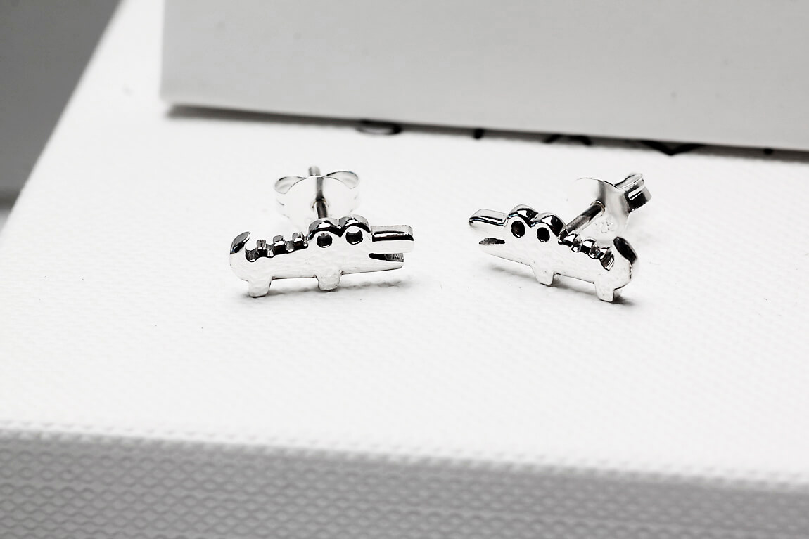 srebrne kolczyki krokodylki - Obrázek 3
