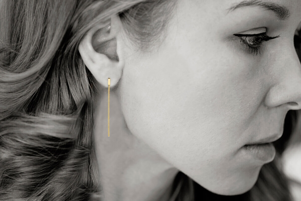 Srebrne pozłacane długie wiszące kolczyki | żółte – Bild 2