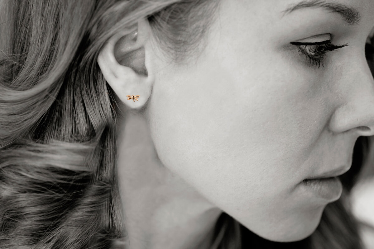 Piękne kolczyki na sztyft - ważki - srebro pozłacane | różowe - obrazek 2