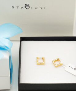 Alternatywny widok Srebrne kolczyki kwadratowe | pozłacane złote