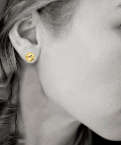 Alternatywny widok Srebrne pozłacane kolczyki młotkowane kopułkowe