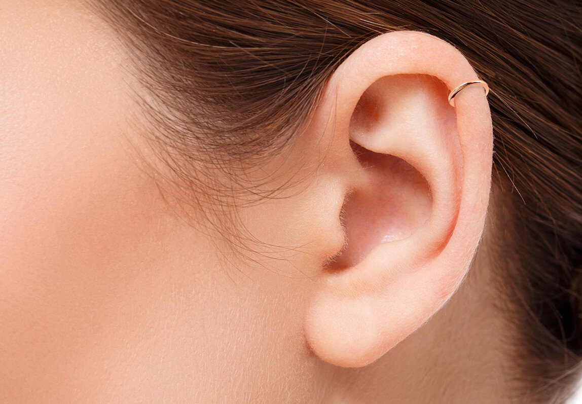 srebrny pozłacany różowym złotem, minimalistyczny mankiet do ucha - Image 2