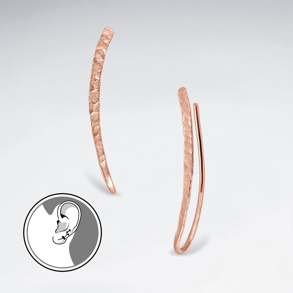 Srebrne kolczyki / mankiety pozłacane młotkowane | różowe – Bild 2