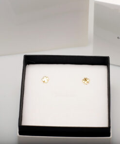 Alternative Ansicht von Srebrne pozłacane kolczyki w kształcie koniczynki