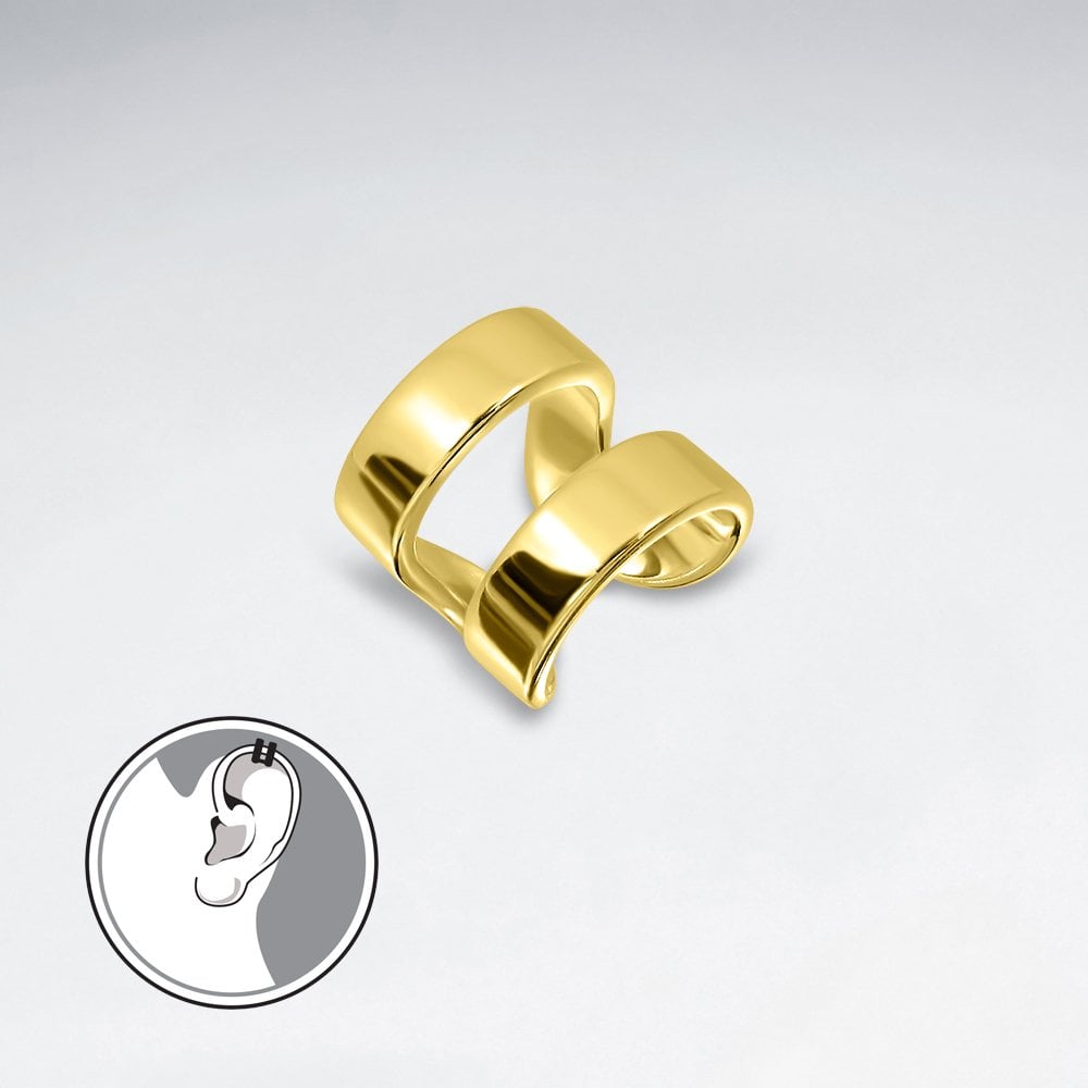 Srebrny pozłacany ażurowy mankiet do ucha - Obrázek 2