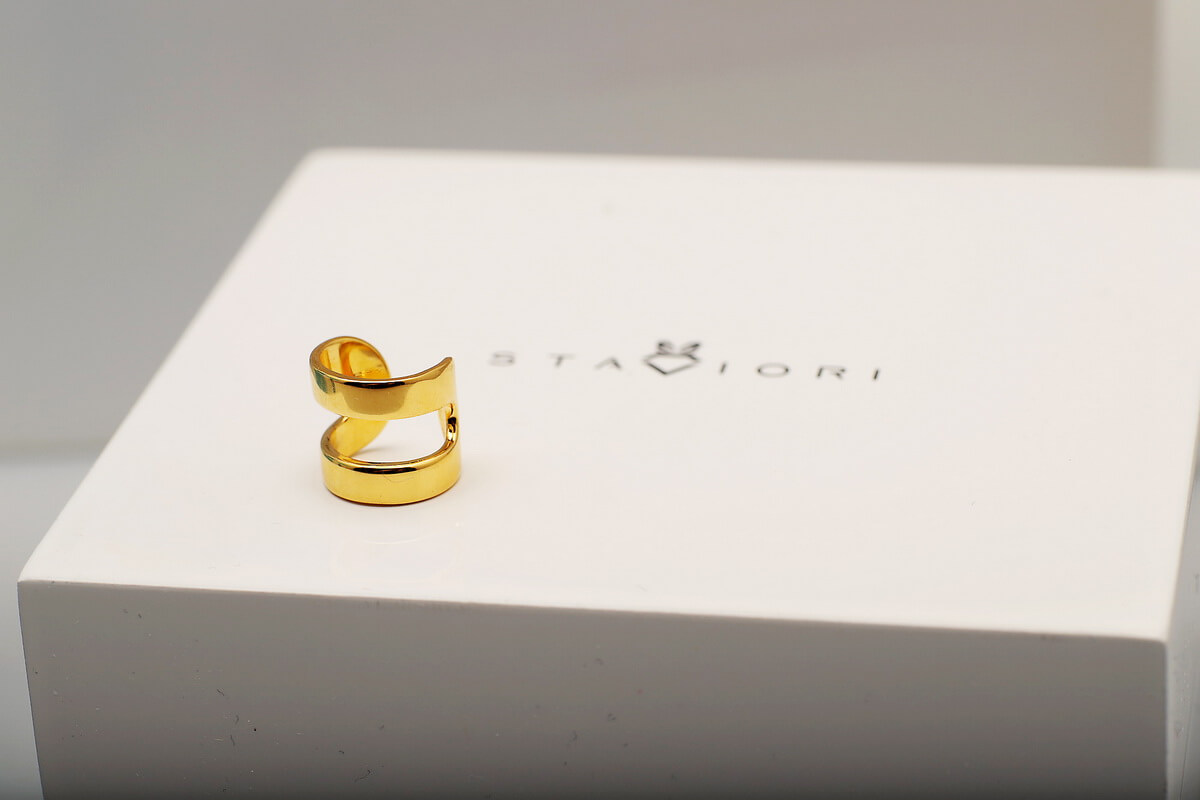 Srebrny pozłacany ażurowy mankiet do ucha - Obrázek 4