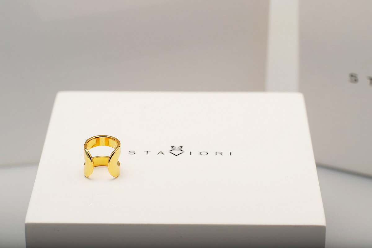 Srebrny pozłacany ażurowy mankiet do ucha - Obrázek 5