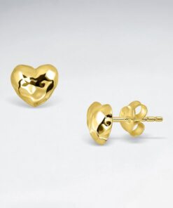 Alternativní pohled na Srebrne pozłacane kolczyki serduszka | żółte złoto