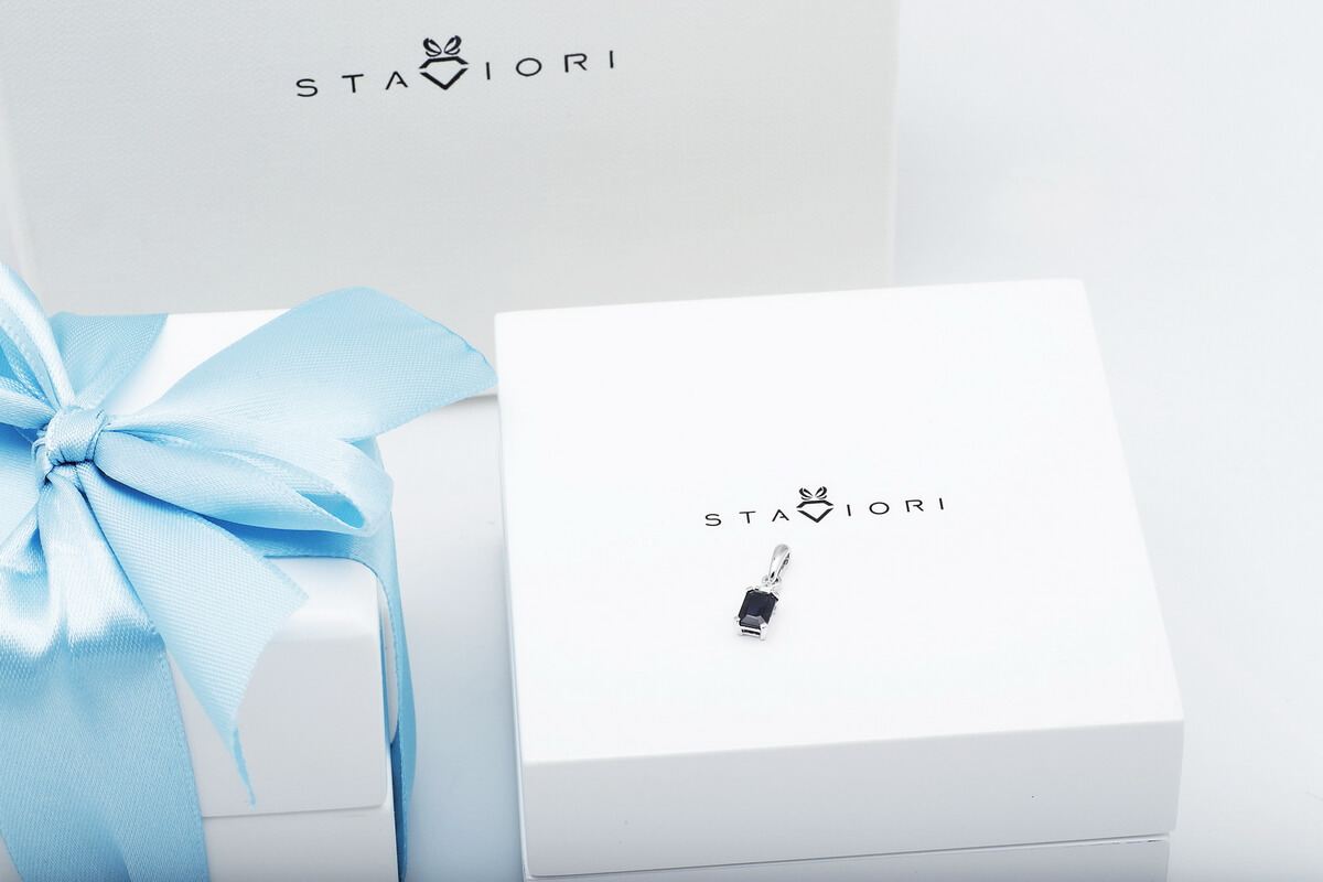 wisiorek z białego złota z szafirem i diamentem – Bild 4