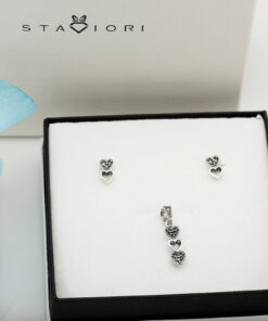 Alternatywny widok Srebrny wisiorek z markazytami - serduszka