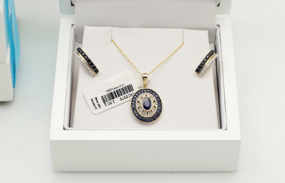 złoty wisiorek z szafirami i diamentami – Bild 4