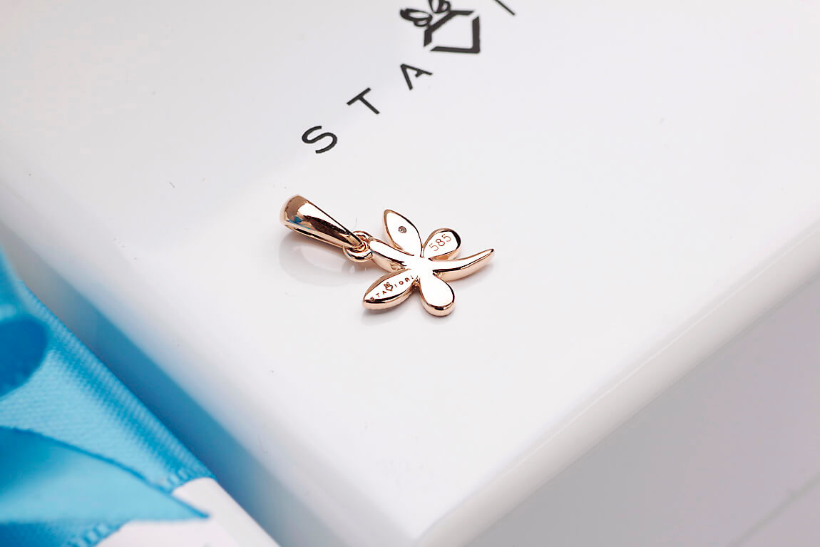 piękny wisiorek motylek w różowym złocie z diamentem - Obrázek 5