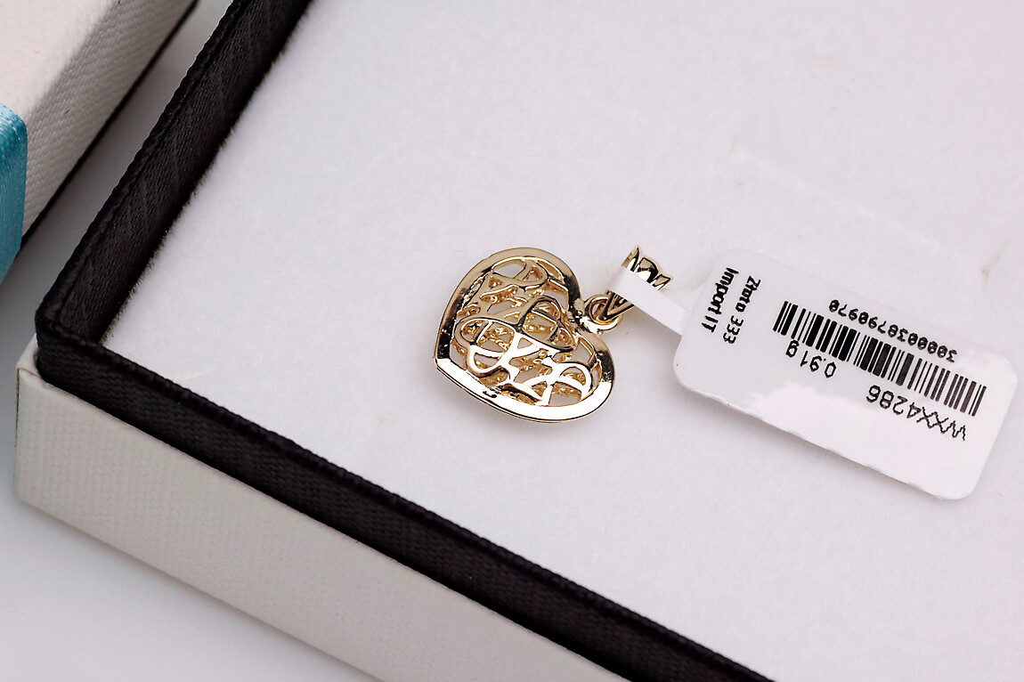 Ażurowy wisiorek serce z białego i żółtego złota 333 - obrazek 6