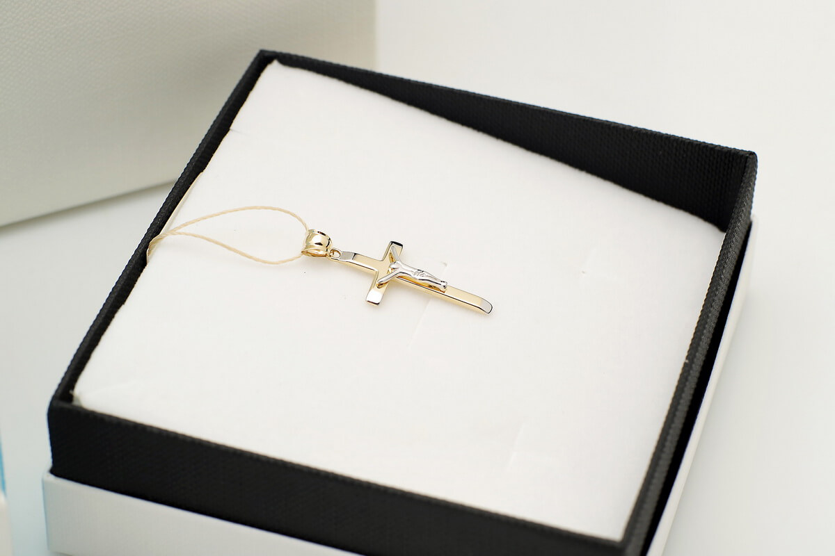Złoty krzyżyk biało żółty - próba 333 - obrazek 2