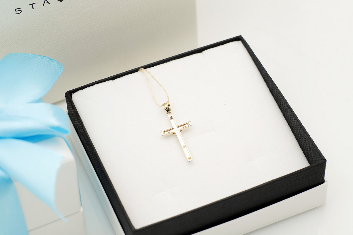 Złoty krzyżyk biało żółty - próba 333 - obrazek 3