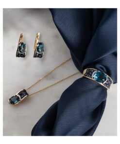 Alternatywny widok Wisiorek złoty z diamentami, topazem i szafirami