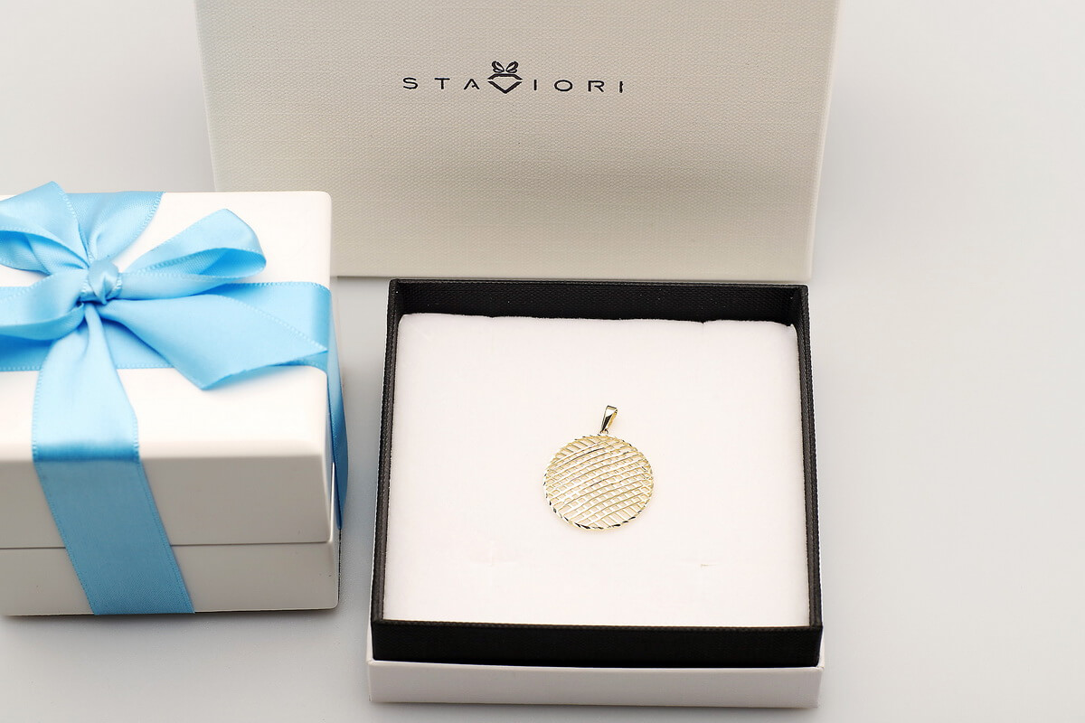 Złoty wisiorek okrągły ażurowy 585 - obrazek 2