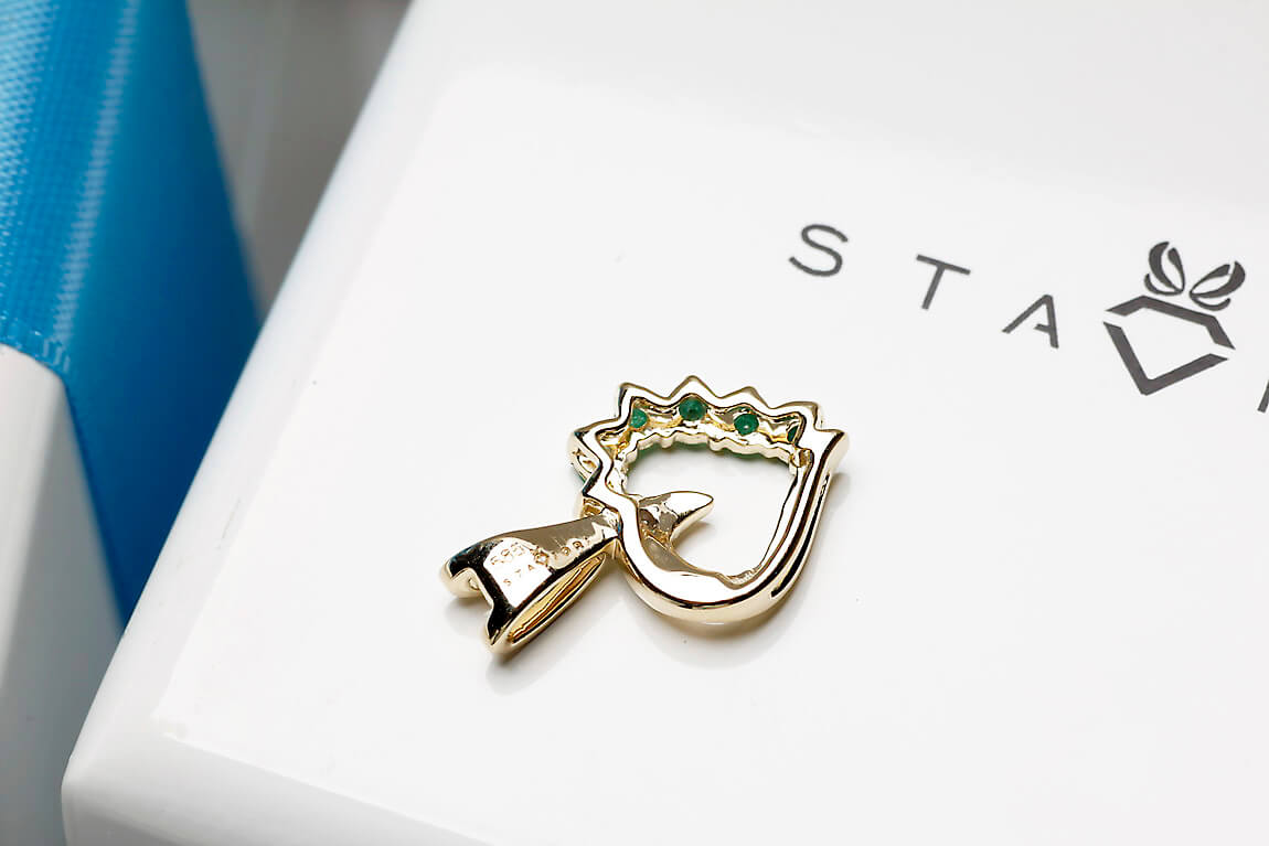 wisiorek serce złoto szmaragdy diament – Bild 5