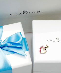 Alternatywny widok wisiorek serce złoto rubiny diament