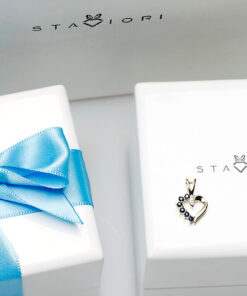 Alternatywny widok wisiorek serce złoto szafiry diament