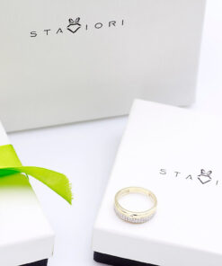 Alternatywny widok pierścionek z żółtego złota 333 z cyrkoniami  PZC4708