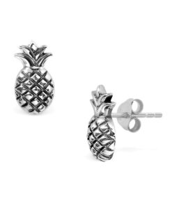 Srebrne kolczyki ananas z zapięciem na sztyft