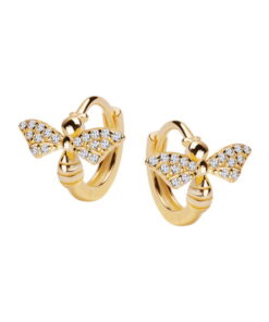 Kolczyki srebrne pozłacane pszczoła z cyrkoniami