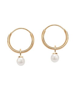 Złote kolczyki kółka z perłami 333