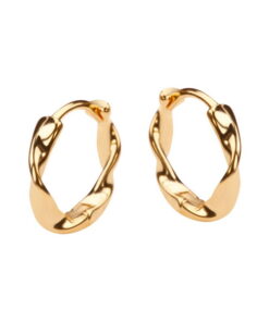 Srebrne pozłacane kolczyki skręcone koła - KDK6417Y