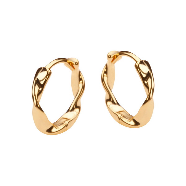 Srebrne pozłacane kolczyki skręcone koła - KDK6417Y