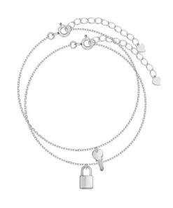 Srebrny zestaw dwóch bransoletek - kluczyk i kłódka