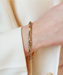 Alternativní pohled na Śliczna przeplatana bransoletka złota - 333 - BXX6420