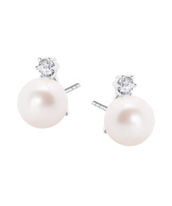 Alternatywny widok Srebrne kolczyki z perłą i cyrkonią - KDN6430
