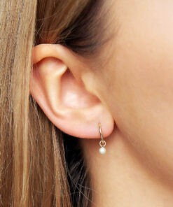 Alternatywny widok Złote kolczyki kółka z perłami 333