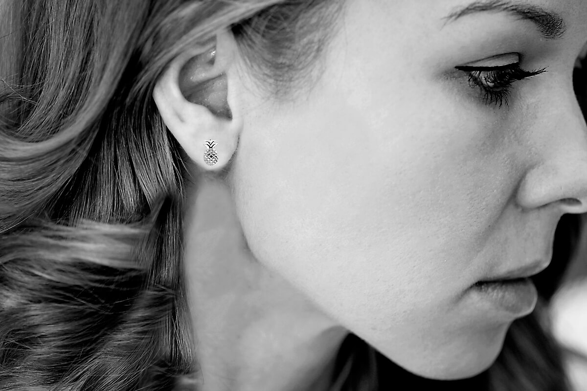 Srebrne kolczyki ananas z zapięciem na sztyft - Obrázek 2