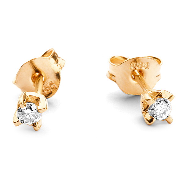 Cudne małe złote kolczyki z diamentami 0,10ct - obrazek 9
