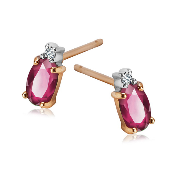 Kolczyki złote z rubinami i diamentami
