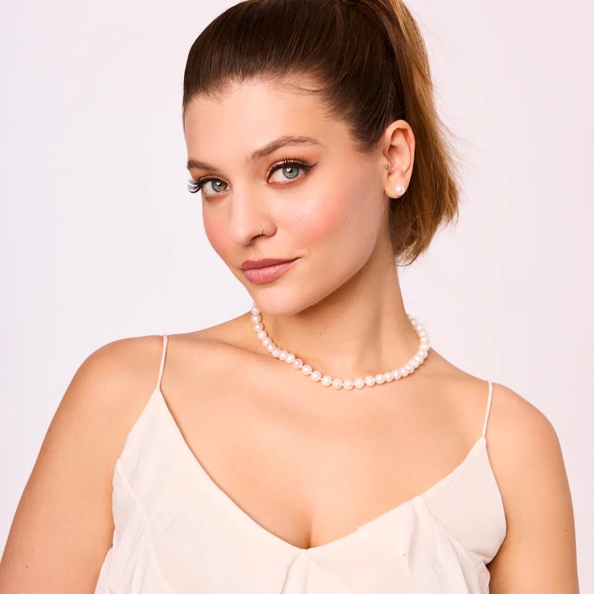 Srebrne kolczyki z perłami 8mm - KSN0304 - obrazek 3