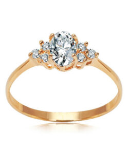 Złoty pierścionek z białymi cyrkoniami , próba 333