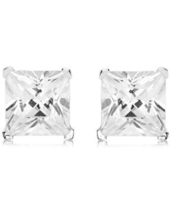 Srebrne kwadratowe kolczyki z cyrkonią