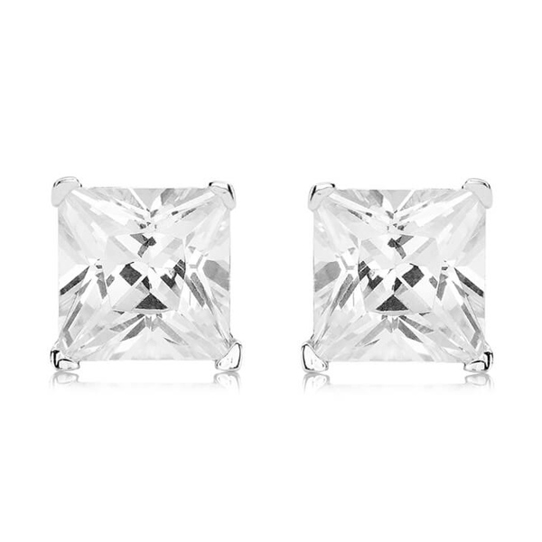 Srebrne kwadratowe kolczyki z cyrkonią