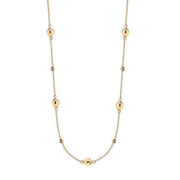 Złoty elegancki naszyjnik z kuleczkami 45cm 585
