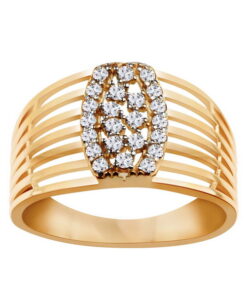 Złoty pierścionek z cyrkoniami szeroki 333