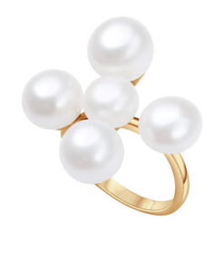 Srebrny pozłacany pierścionek z perłami 9-11mm