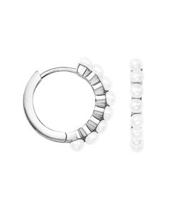 Srebrne kolczyki koła z perełkami - KDN6484