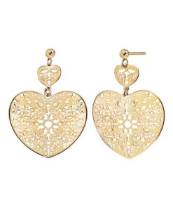 Srebrne pozłacane wiszące ażurowe serca - KDK6531Y